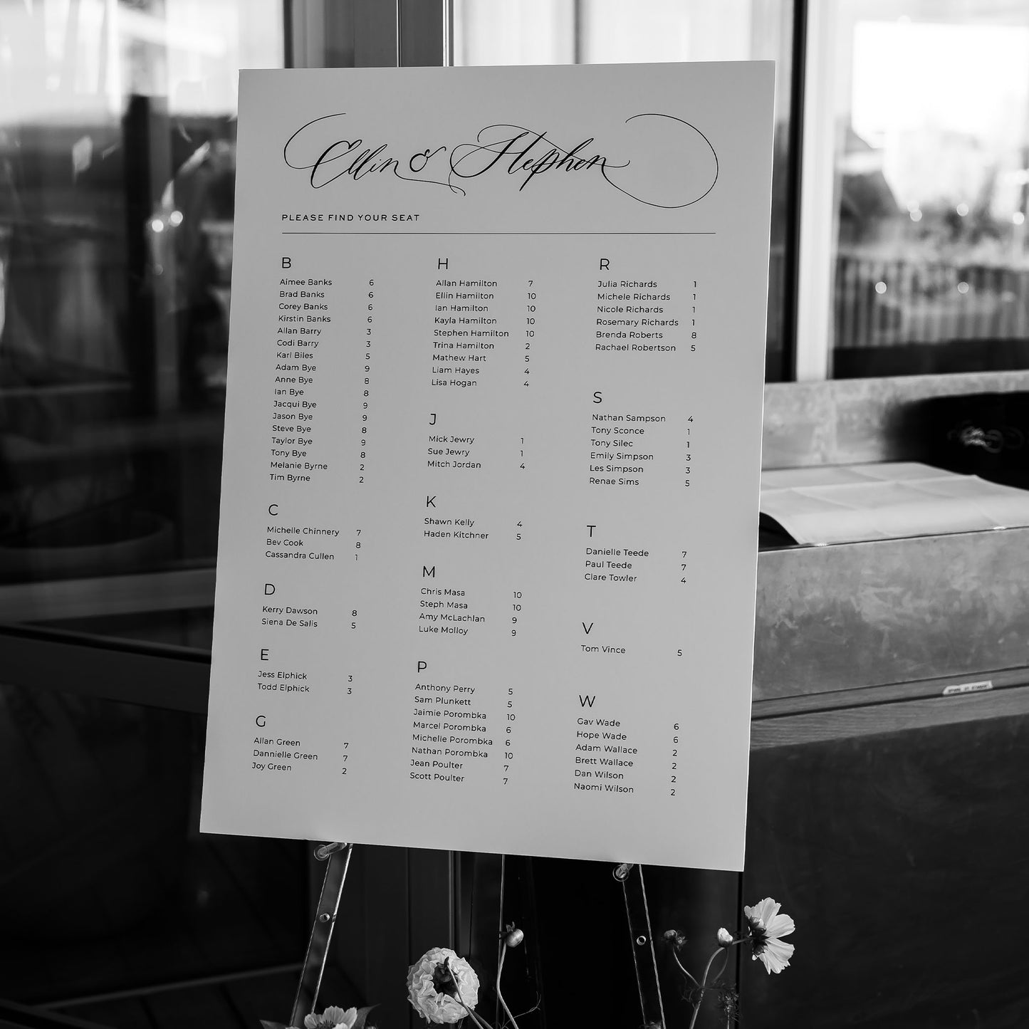 Ellin and Stephen Seating Chart