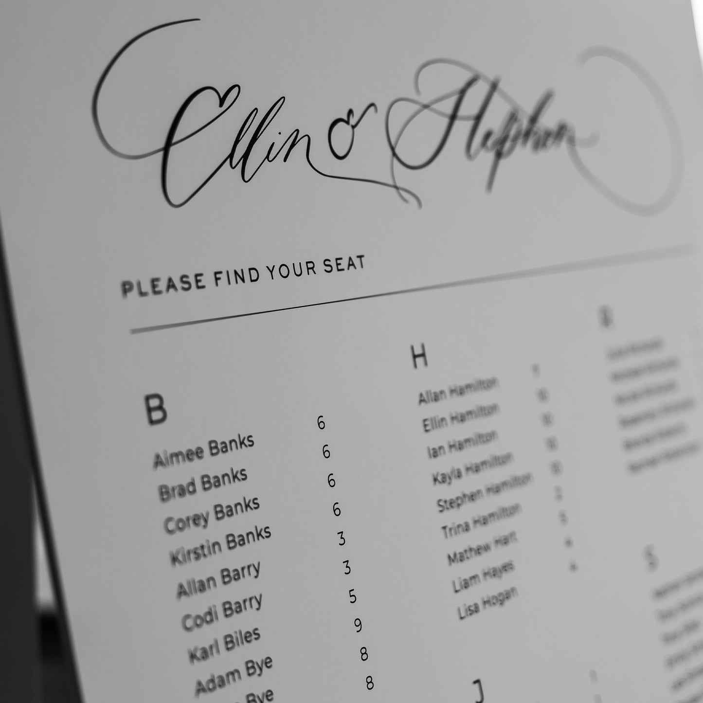 Ellin and Stephen Seating Chart