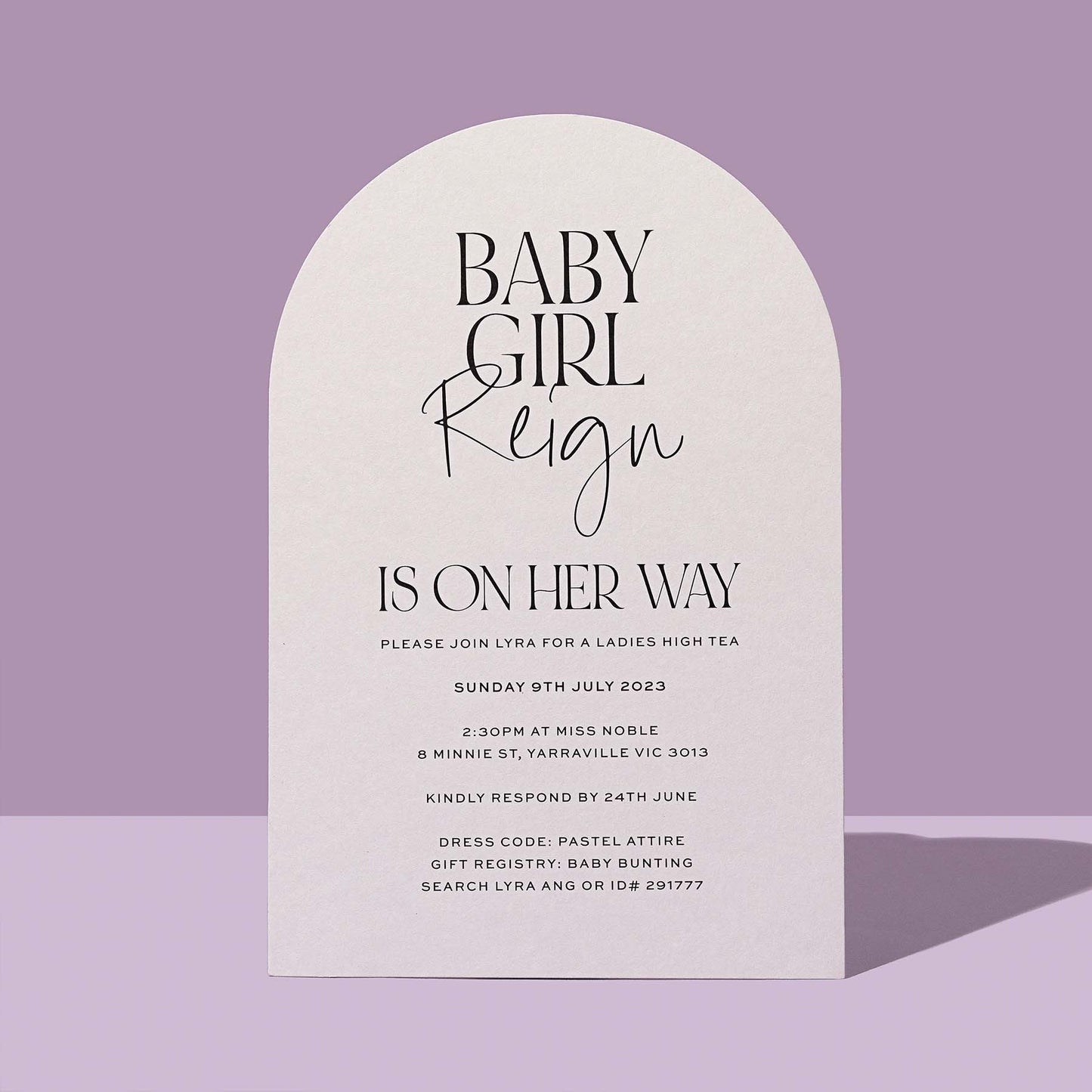 Reign's Baby Shower Invitation