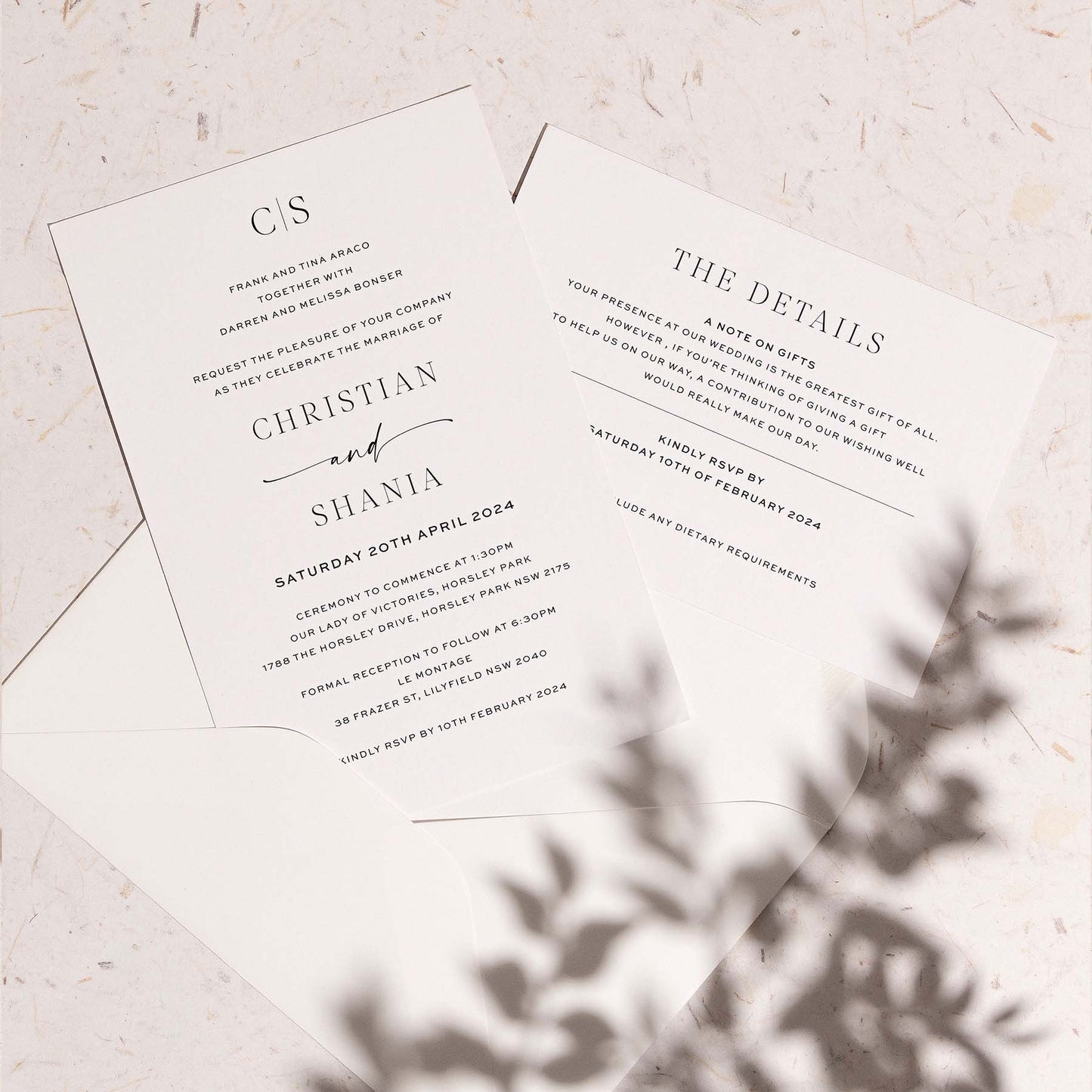 Christian and Shania Invitation